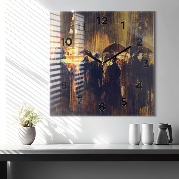 Ceas pătrat de perete din sticlă Impresionismul în artă Rynek