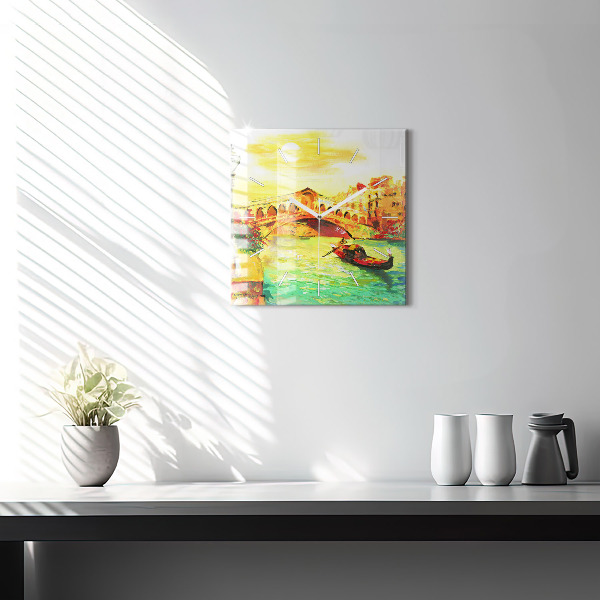 Ceas pătrat de perete din sticlă Podul Rialto din Veneția