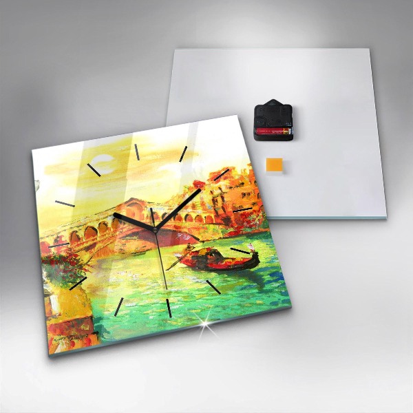 Ceas pătrat de perete din sticlă Podul Rialto din Veneția