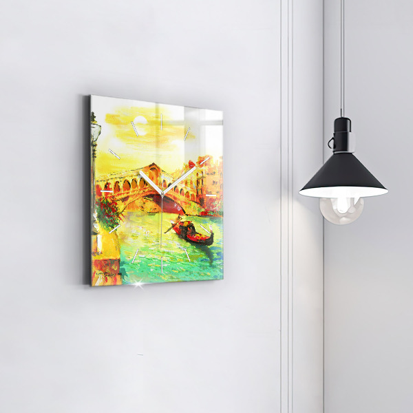 Ceas pătrat de perete din sticlă Podul Rialto din Veneția