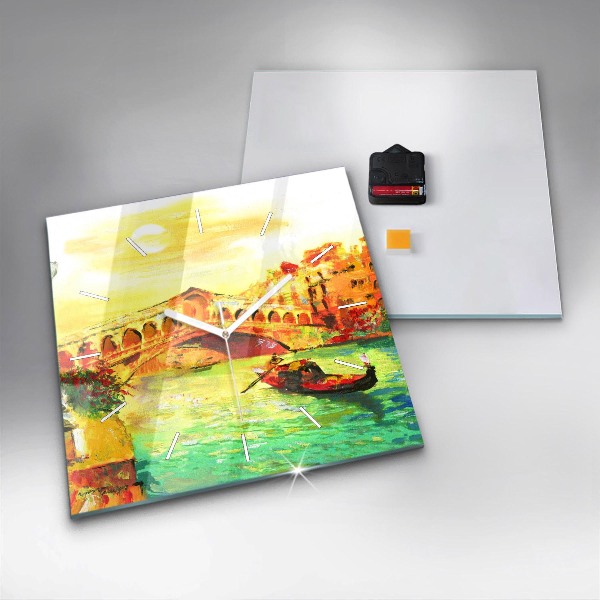 Ceas pătrat de perete din sticlă Podul Rialto din Veneția