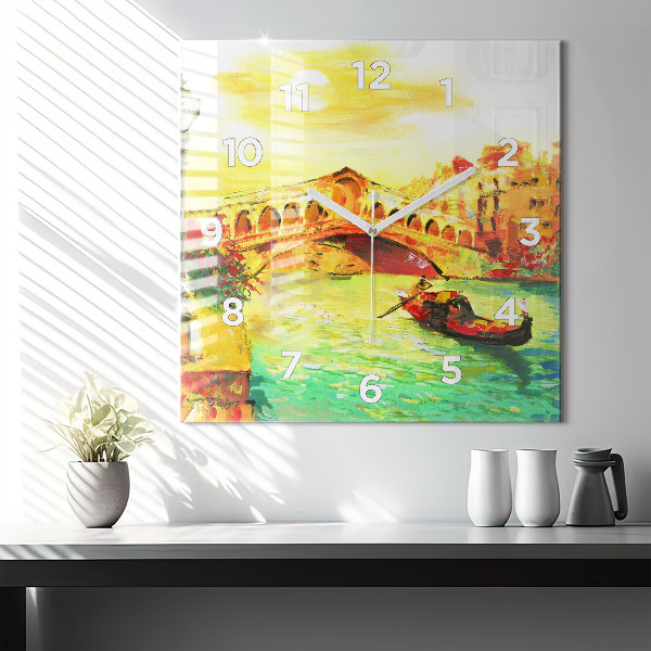 Ceas pătrat de perete din sticlă Podul Rialto din Veneția