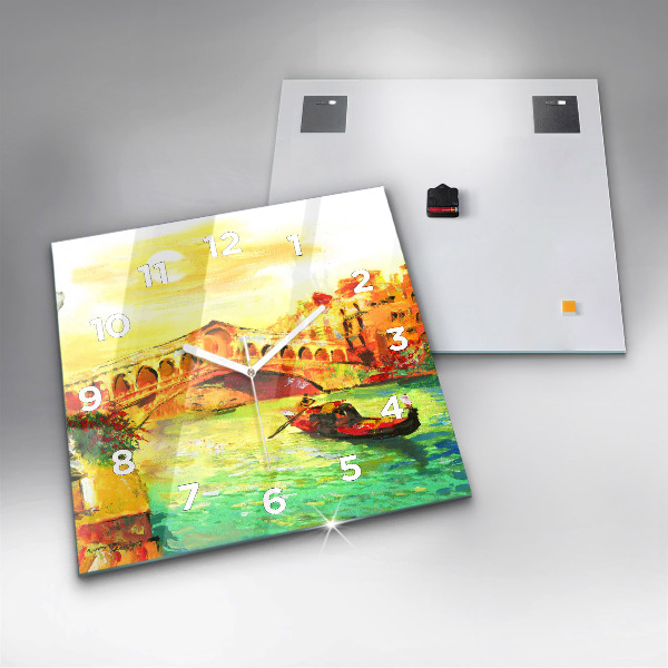 Ceas pătrat de perete din sticlă Podul Rialto din Veneția