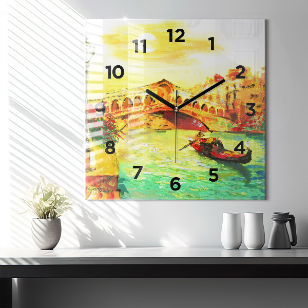 Ceas pătrat de perete din sticlă Podul Rialto din Veneția