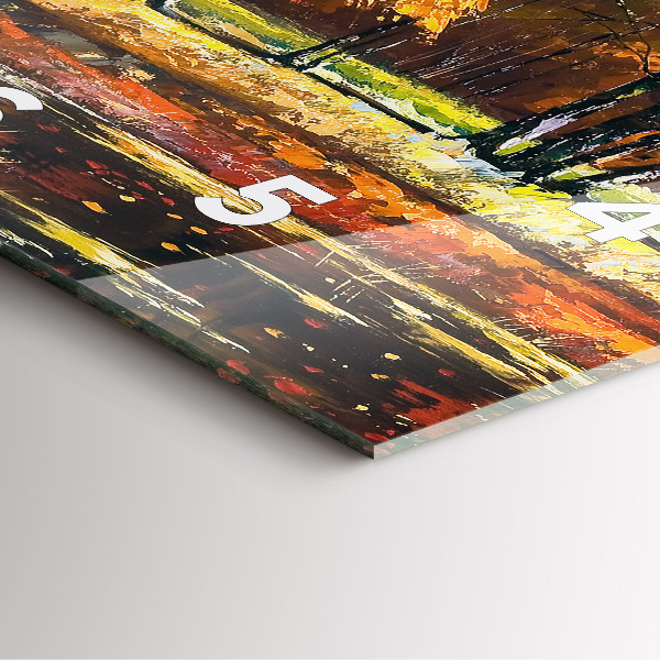 Ceas pătrat de perete din sticlă Peisaj de toamnă cu un râu