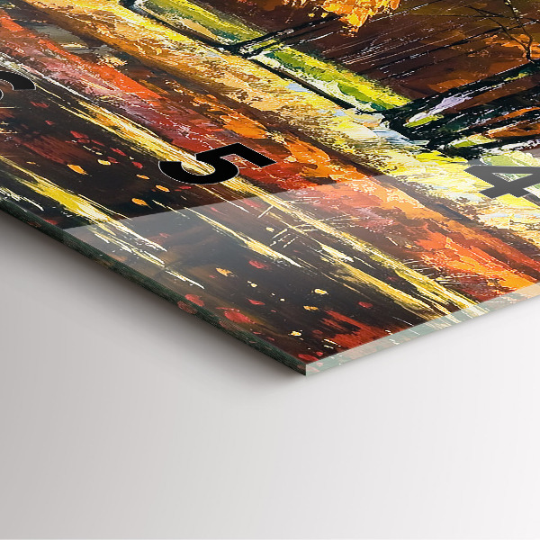 Ceas pătrat de perete din sticlă Peisaj de toamnă cu un râu