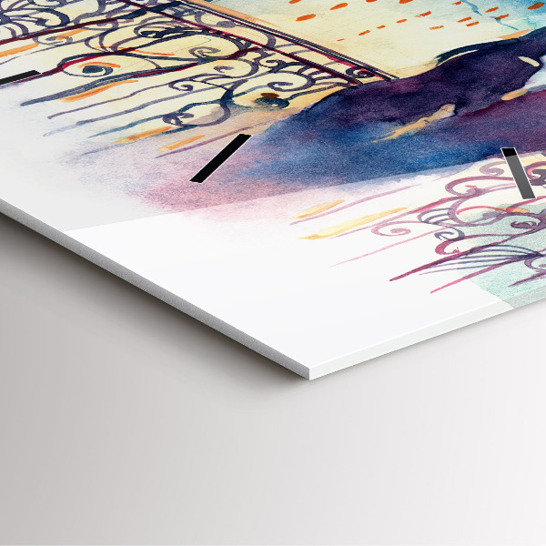 Ceas pătrat de perete din sticlă Oameni în acuarelă