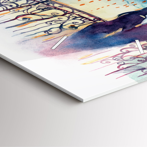 Ceas pătrat de perete din sticlă Oameni în acuarelă