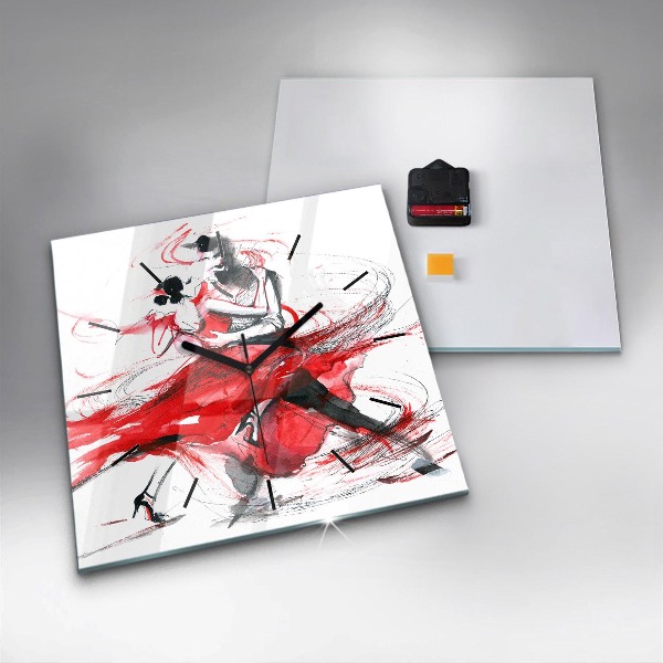 Ceas pătrat de perete din sticlă Cuplu dansator