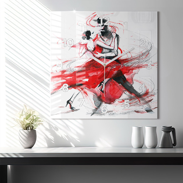 Ceas pătrat de perete din sticlă Cuplu dansator