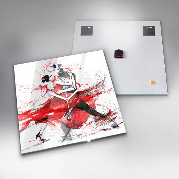 Ceas pătrat de perete din sticlă Cuplu dansator