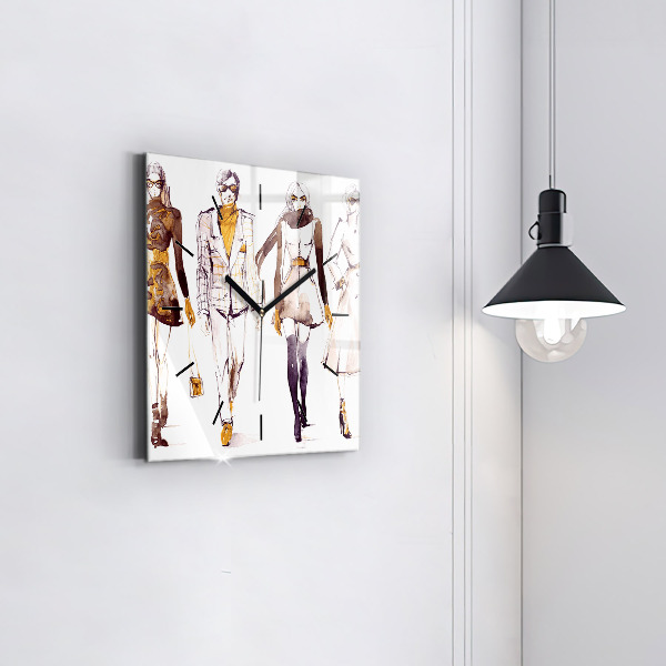 Ceas pătrat de perete din sticlă Femeie și bărbat