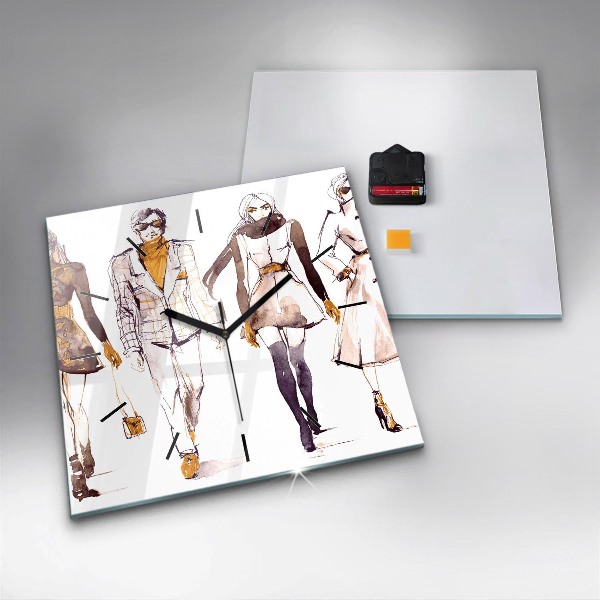 Ceas pătrat de perete din sticlă Femeie și bărbat