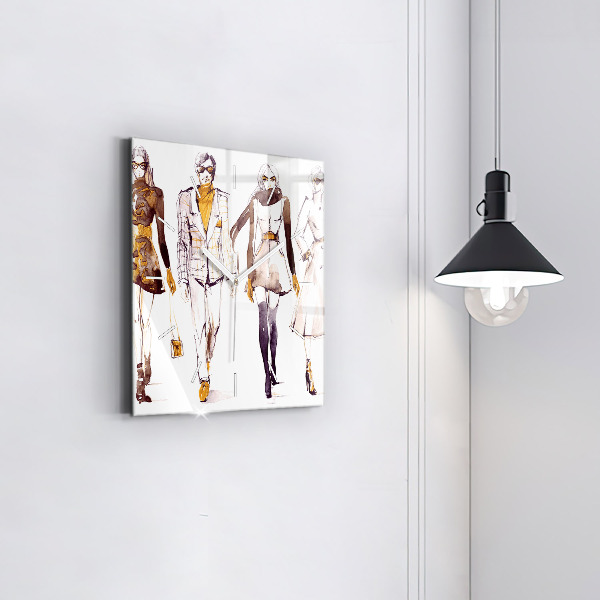 Ceas pătrat de perete din sticlă Femeie și bărbat