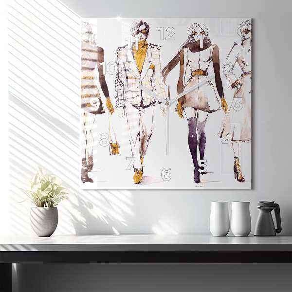 Ceas pătrat de perete din sticlă Femeie și bărbat