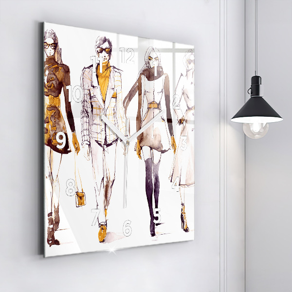 Ceas pătrat de perete din sticlă Femeie și bărbat