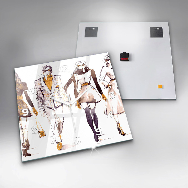 Ceas pătrat de perete din sticlă Femeie și bărbat