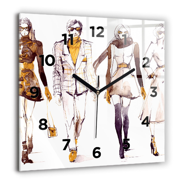 Ceas pătrat de perete din sticlă Femeie și bărbat