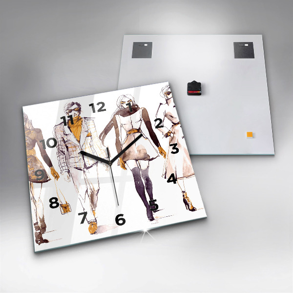 Ceas pătrat de perete din sticlă Femeie și bărbat
