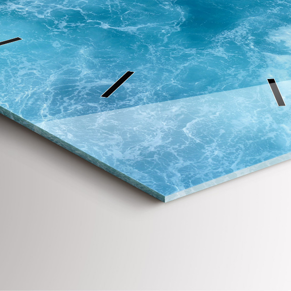 Ceas pătrat de perete din sticlă Apa de mare