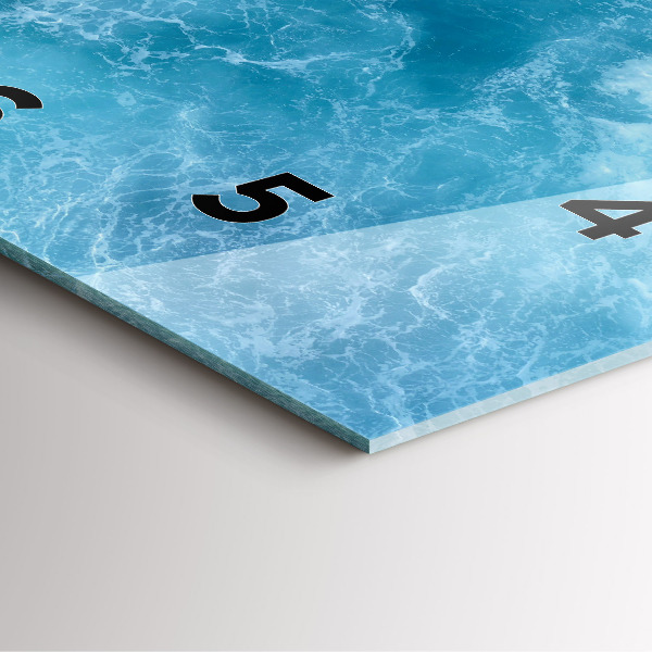 Ceas pătrat de perete din sticlă Apa de mare