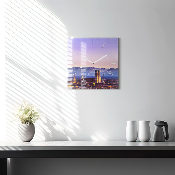 Ceas pătrat de perete din sticlă Alpii germani Munchen