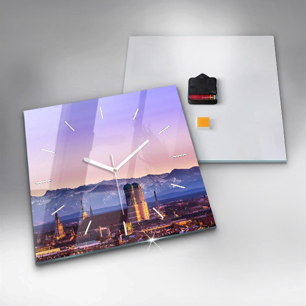 Ceas pătrat de perete din sticlă Alpii germani Munchen