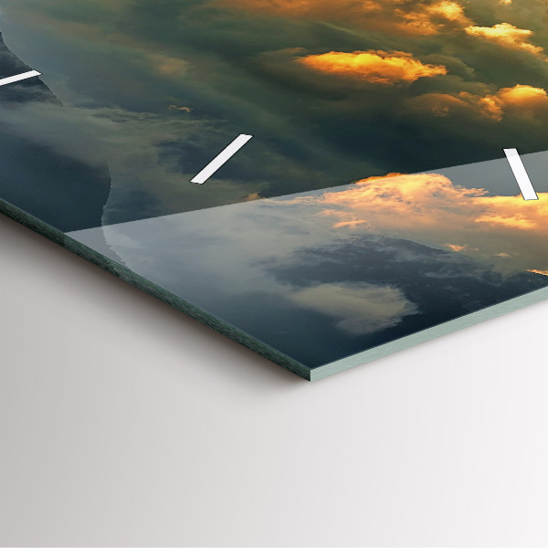 Ceas pătrat de perete din sticlă Zborul cu balonul în nori