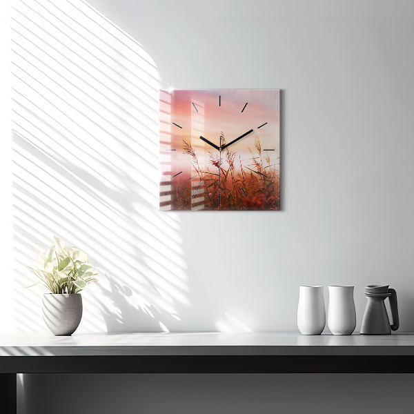 Ceas pătrat de perete din sticlă Dimineață cu ceață