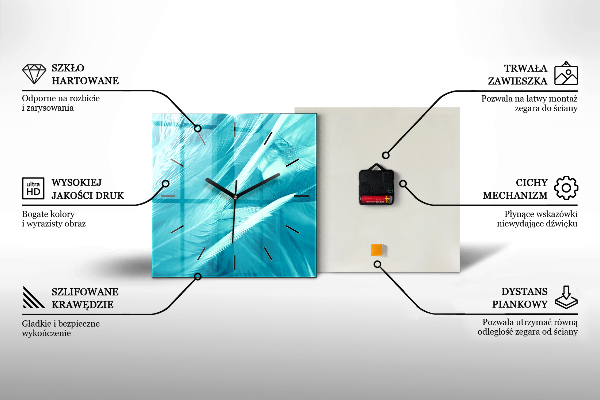 Ceas pătrat de perete din sticlă Dimineață cu ceață