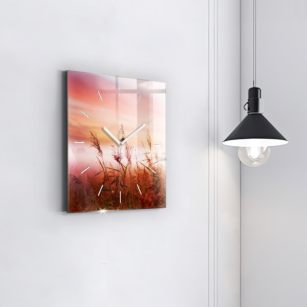 Ceas pătrat de perete din sticlă Dimineață cu ceață