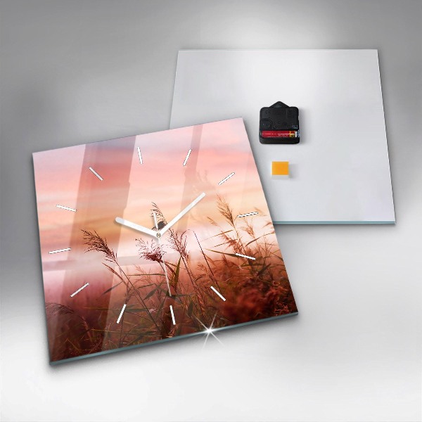 Ceas pătrat de perete din sticlă Dimineață cu ceață