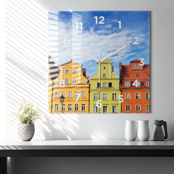 Ceas pătrat de perete din sticlă Wrocław - Orașul Vechi