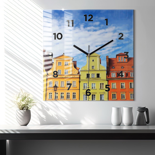 Ceas pătrat de perete din sticlă Wrocław - Orașul Vechi