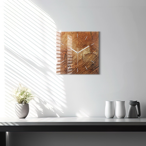 Ceas pătrat de perete din sticlă Trunchi bătrân de copac