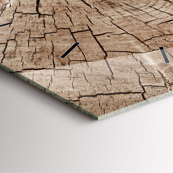 Ceas pătrat de perete din sticlă ciot de lemn vechi