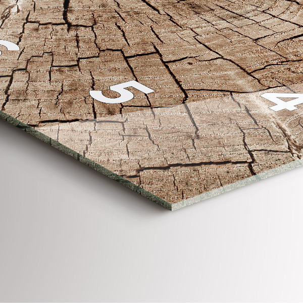 Ceas pătrat de perete din sticlă ciot de lemn vechi