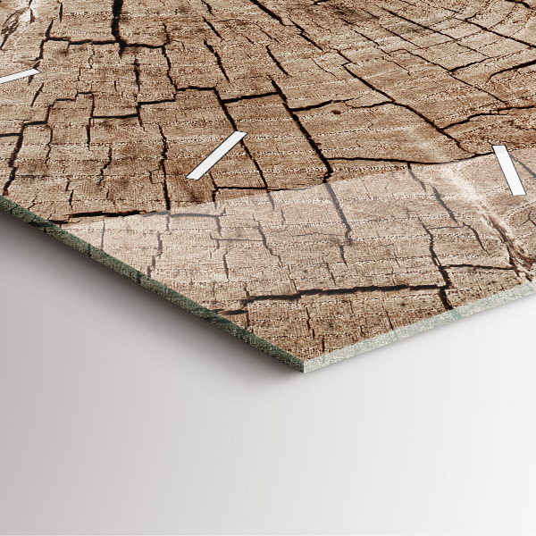 Ceas pătrat de perete din sticlă ciot de lemn vechi