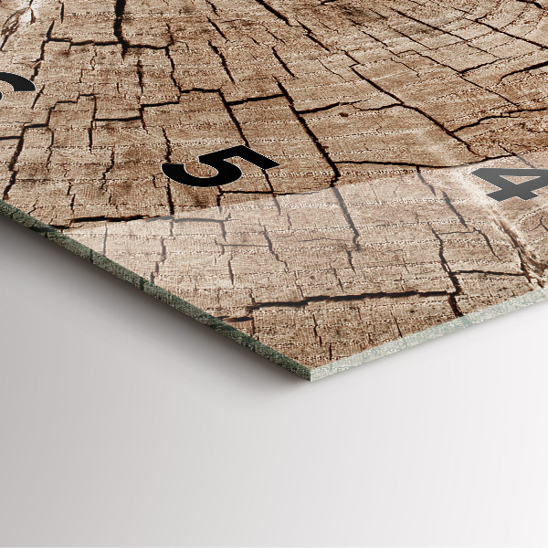 Ceas pătrat de perete din sticlă ciot de lemn vechi