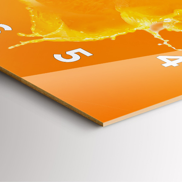 Ceas pătrat de perete din sticlă Portocale