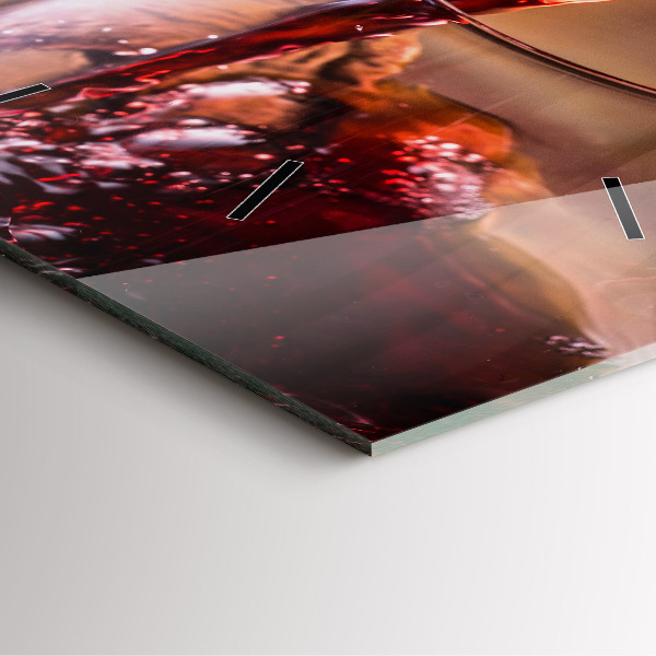 Ceas pătrat de perete din sticlă Un pahar de vin roșu