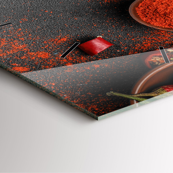 Ceas pătrat de perete din sticlă Ardei roșii