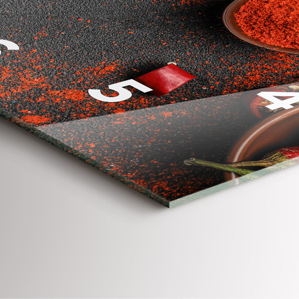 Ceas pătrat de perete din sticlă Ardei roșii