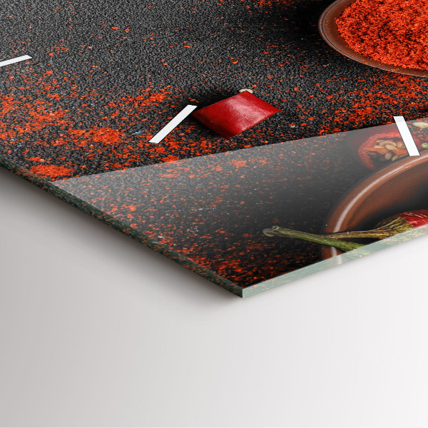 Ceas pătrat de perete din sticlă Ardei roșii