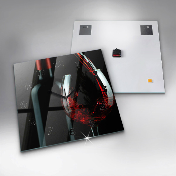 Ceas pătrat de perete din sticlă O sticlă de vin