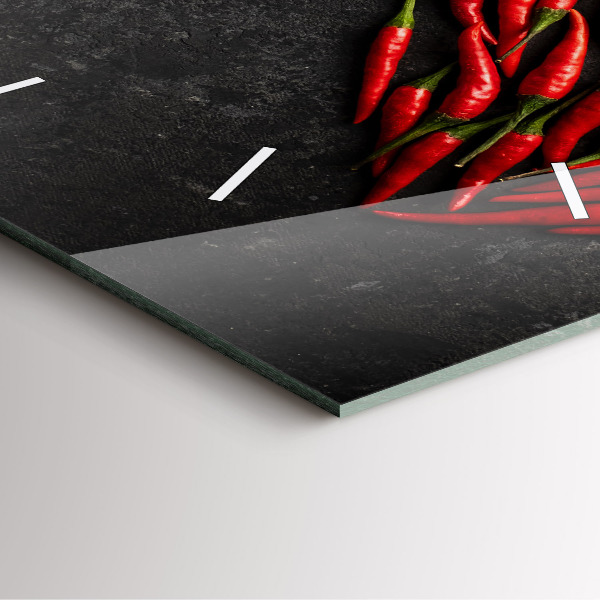 Ceas pătrat de perete din sticlă Inimă făcută din ardei