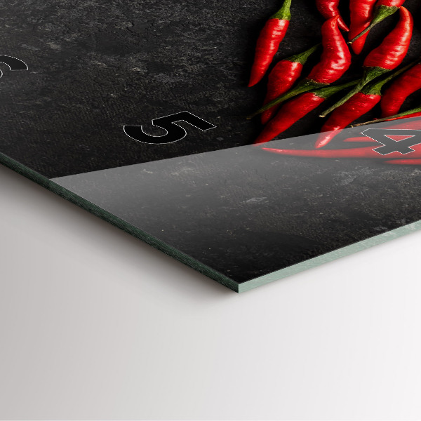 Ceas pătrat de perete din sticlă Inimă făcută din ardei