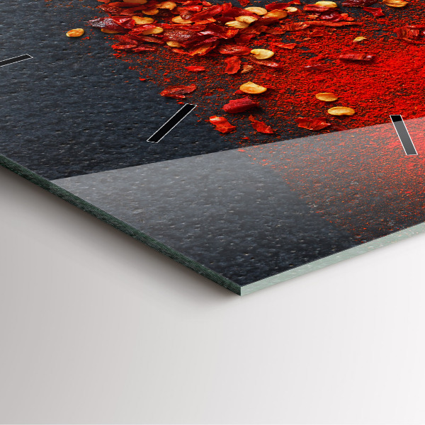 Ceas pătrat de perete din sticlă Condiment cu ardei roșu