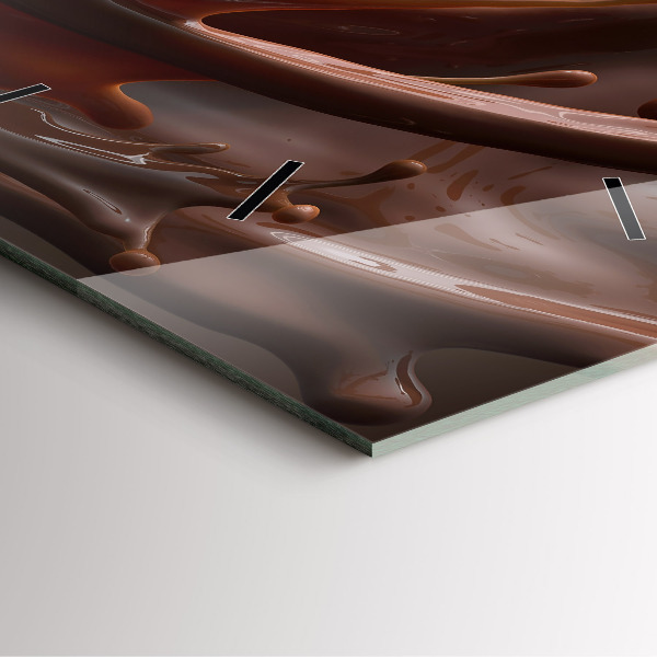 Ceas pătrat de perete din sticlă Valuri de cacao
