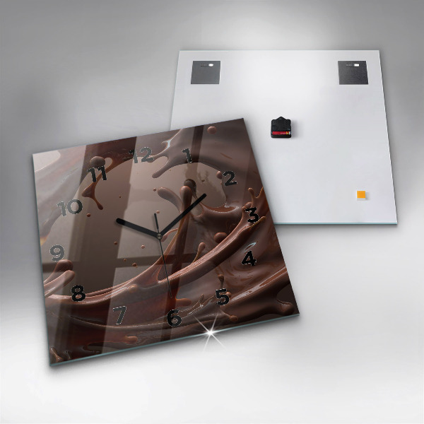 Ceas pătrat de perete din sticlă Valuri de cacao